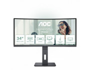 34.0- AOC VA LED CU34P3CV Curved Black (1ms, 21:9, 3000:1, 300cd, 3440x1440, 178°/178°, 2 x HDMI2.0, DisplayPort, USB-C (Video, Data, Power), LAN (RJ-45), USB Hub: 4 x USB3.2, 100Hz Refresh Rate, Adaptive Sync (VRR), Speakers 2 x 5W, Audio Line-out, Curve